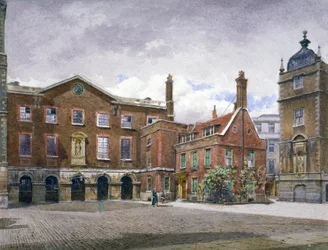 1881年、ロンドン市ニューゲート・ストリートのクライスト・ホスピタルにあるグラマー・スクールの眺め