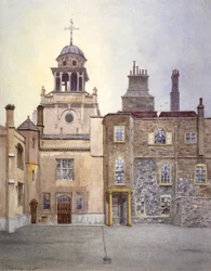 1885年にロンドンのチャーターハウスで撮影されたチャペルタワーの北側の風景。     