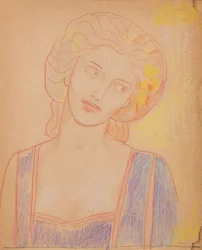 無題 [中世の女性像] (鉛筆)