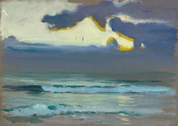 海の風景。暗く穏やかな海と穏やかなローラー（絵画）