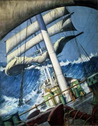 悪天候のエンディミオン橋。ハーバート・バーナード・ジョン・エヴェレット（1876-1949）作 油彩・紙