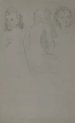 2 つのポートレート スタディと 1 つの男性ヌード、着席