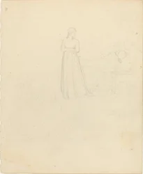 リクライニングと座っている人物を見て立っている女性の人物