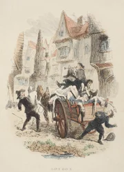 ウィリアム・ハリソン・エインズワースによるパブ、オールド・セント・ポールズのタイトルページ。 1855（手書きの彫刻）