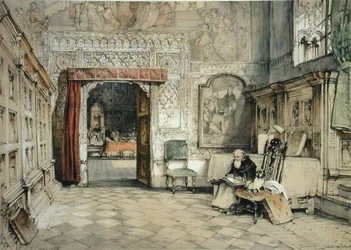 チャールズ・ジョセフ・ハルマンデル（1789-1850）が彫刻し、1836年に出版された「Sketches of Spain」より、トレドのカピトゥラル礼拝堂。
