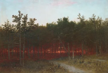 1872年、コネチカット州ダリエンの杉の夕暮れ。