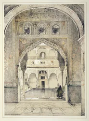 ウィリアムゴーチ（fl.1825-54）、1835年に刻まれた「アルハンブラのスケッチと絵」からの大使館の扉