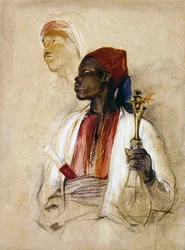 パイプベアラーのための習作」1856年頃（紙に水彩画）