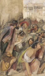 ドン・カルロスの布告のための研究、c.1834-28（紙にチョークと鉛筆でcとボディカラーを含む）