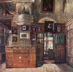 ボドリアン図書館の「書斎」（カラーリトグラフ）