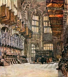 ヘンリー7世の礼拝堂、東を望む（カラーリトグラフ）