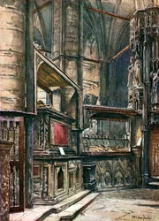 ヘンリー3世の墓（聖エドワード礼拝堂より）（カラーリトグラフ