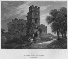 ノースハウスの遺跡、ノーサンバーランド州ミットフォード、1814年