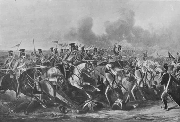1846年1月28日、アリヴァルの戦いでの第16クイーンズ自身のランサーの突撃