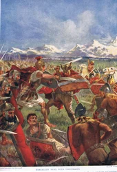 マルケルスとウィルドゥマルスの決闘、『ハッチンソン諸国史』の挿絵、1900年代初頭