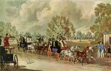A Meeting of the Four-In-Hand Club, Hyde Park, London」、1838年頃、1947年。  
