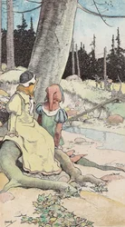 森の中のベイブ、1900年頃（紙に水彩＆ペン＆インク）