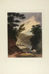 ペンシルベニア州スクールキル滝の近くの眺め、1819-21年のアメリカの風景の最初の数の美しい景色