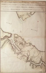1781年のヨークタウン包囲戦のイギリス地図