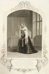 キャサリン王女としてのセレマ夫人、ジョージ・ホリス（1792-1842）によって彫刻された、ダゲレオタイプの「ヘンリーV」の第5幕シーン2、パブ。 John Tallis und Co.