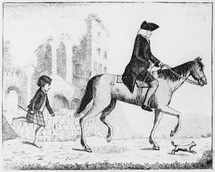 フランシスガーデン、ガーデンストーン卿、犬のスマッシュとハイランドの少年、1784年