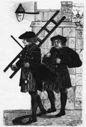 ジョン・ケイによる「ケイのエジンバラの肖像」からのイラスト、シティトロンメン、1830年代に出版