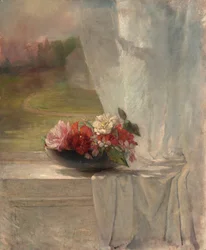 窓棚の花、c。 1861年。