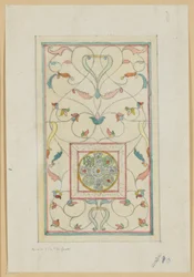ガラスのための習作（アラベスクのケルティック・ジュエル・クロス）1881-82年頃（水彩画）