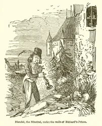 ブロンデル、ミンストレル、リチャード刑務所の壁の下