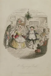 フェジーウィッグスボール氏、チャールズディケンズのクリスマスキャロルのイラスト（1812-1870）、pub.1843（手描きの彫刻）