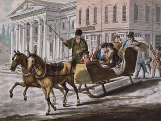 フィラデルフィアの冬景色 — 背景の合衆国銀行、1811 年頃。 1813年。