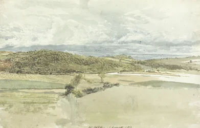 北ウェールズの風景、1813年（紙に黒鉛の上にトイレ）