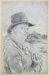 ウィリアムブレイク、帽子をかぶっていた（碑文：ハムステッドのWmブレイク）c.1825（鉛筆）