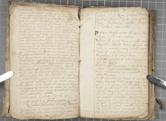弁証法に関する講義ノート、c.1584-86（製本された量の紙にペンとインク）