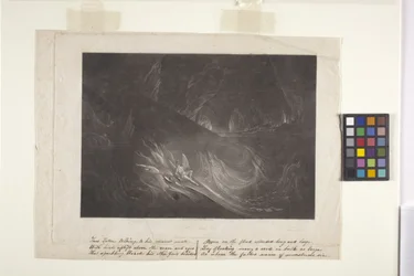 燃える湖のサタン（メゾチント）