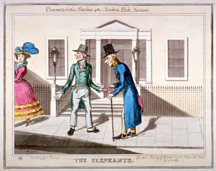 ロンドンのクラブハウスの特徴的なスケッチ」：「エレファンツ」1829年