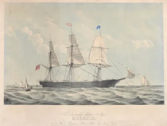 オーストラリアのクリッパー船「マーメイド号」（1853年）1853年頃（カラーリトグラフ）
