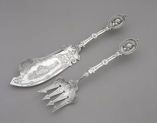 魚のフォークとナイフ 1862～1870年頃（銀製