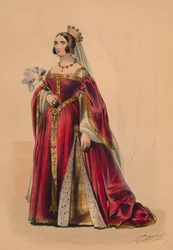 1842年、1843年5月12日、ビクトリア女王バルコスチュームの衣装を着たゲスト。