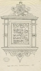 Rugeley Church（旧）-Richard Westonの記念碑：ペンとインクのトレース