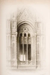 ジェームズチャールズアーミーテージ（c.1820-97）によって彫刻されたジョンラスキンの「建築の7つのランプ」から、フィレンツェ、ジョットの鐘楼の幾何学模様（1894年公開）（彫刻）