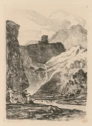 Liber Studiorum: Plate 12, Dolbadern Castle, Llanberris Lake, North Wales