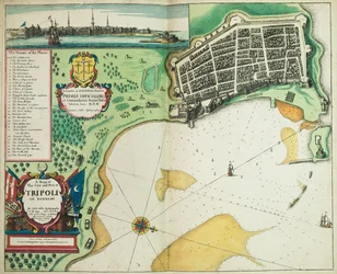 バルバリーの都市とトリポリ港の地図