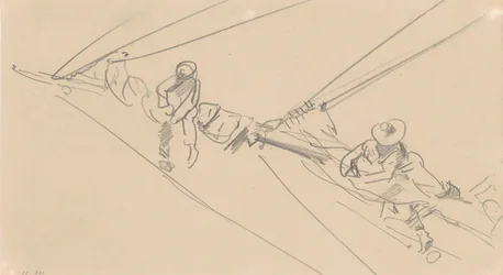 スパーの男たち、1876年頃（織り紙に黒鉛）