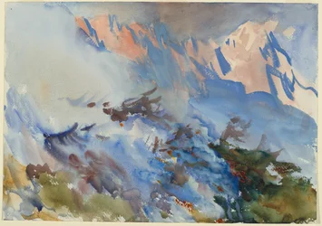 山の火、1906-1907年頃（不透明と半透明の水彩画）