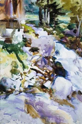 Rushing Brook、c.1904-11（オフホワイトの織り紙にwc、ガッシュ、グラファイト）