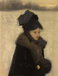 毛皮を着た女 1880-85年頃 油彩・カンヴァス