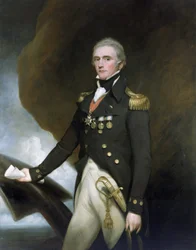 ホレイショ・ネルソン（1758-1805）のもと、1798年のアブーキールの戦い（またはナイルの戦い）と1805年のトラファルガーの戦いに従軍したサー・エドワード・ベリー大尉（1768-1831）の肖像。