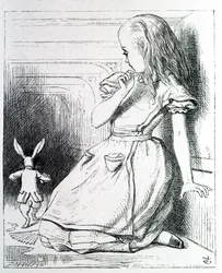 Alice et le rabbit - ルイス・キャロル著『不思議の国のアリスと鏡の国のアリス』（絵）よりジョン・テニエル（1820～1914年