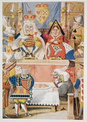 不思議の国のアリスアドベンチャーからルッキングキャロル（1832-98）による「不思議の国のアリスアドベンチャー」から「ハートのナイフの試練」が1911年に発表した（色付きのリトグラフ）